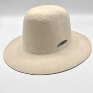 BRIXTON SUPPLY Company 100% Wool Felted Wide Brim White Cream Hat Med 7 1/4 58cm